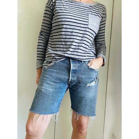 Levi's 501 Cut off Jean Shorts Waist 32 Distressed Destroyed Classic Unisex Fit - Picture 1 of 10